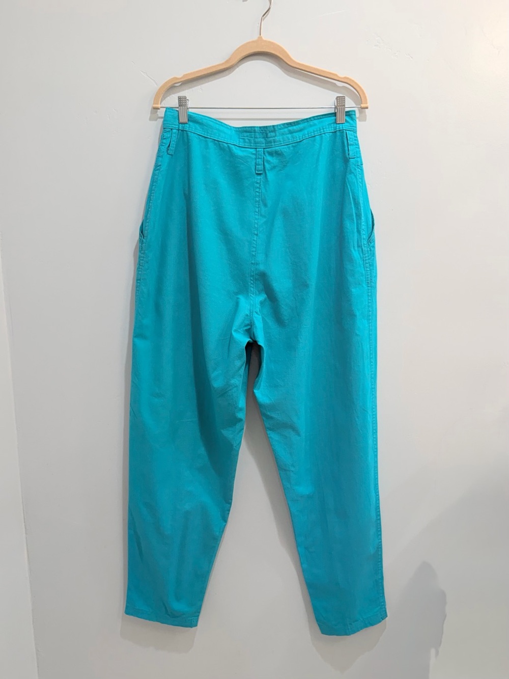 Vintage 80s Cherokee High Waist Pleated Tapered Pants Turquoise Aqua Sz 13 USA - Picture 7 of 14